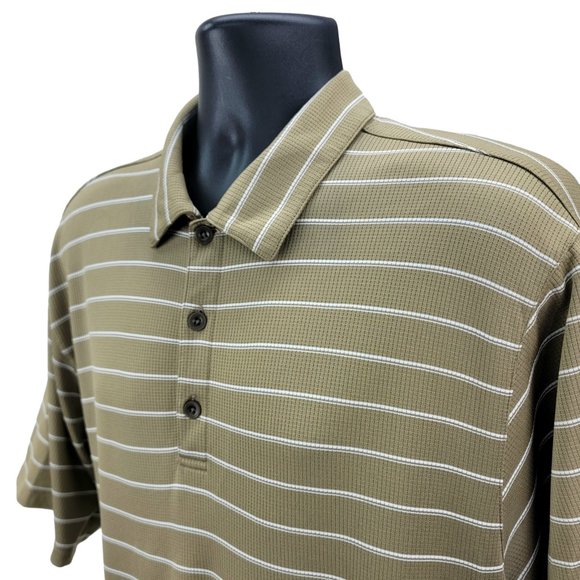 Nike Golf Polo Shirt Men’s L Bronze White Striped Dri-FIT Performance Wicking - Picture 4 of 7